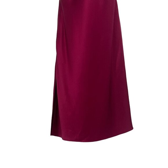 Fleur Du Mal Cowl Neck Sleeveless 100% Silk Slit Midi Dress Bordeaux Small - Picture 9 of 12
